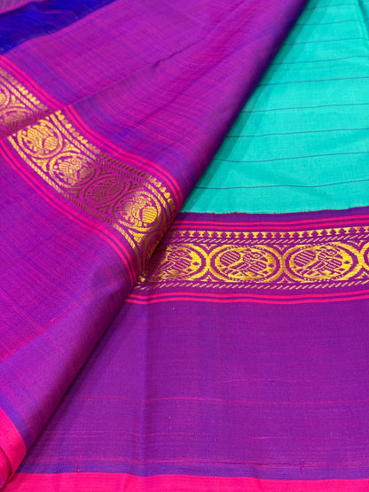 Blue & violet pure silk saree