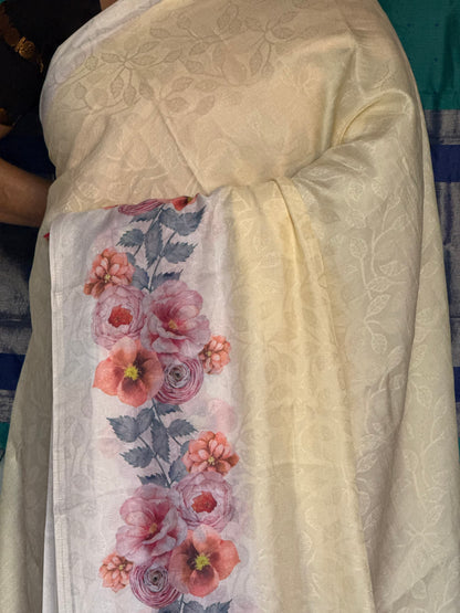 Yellow pastel semi silk saree