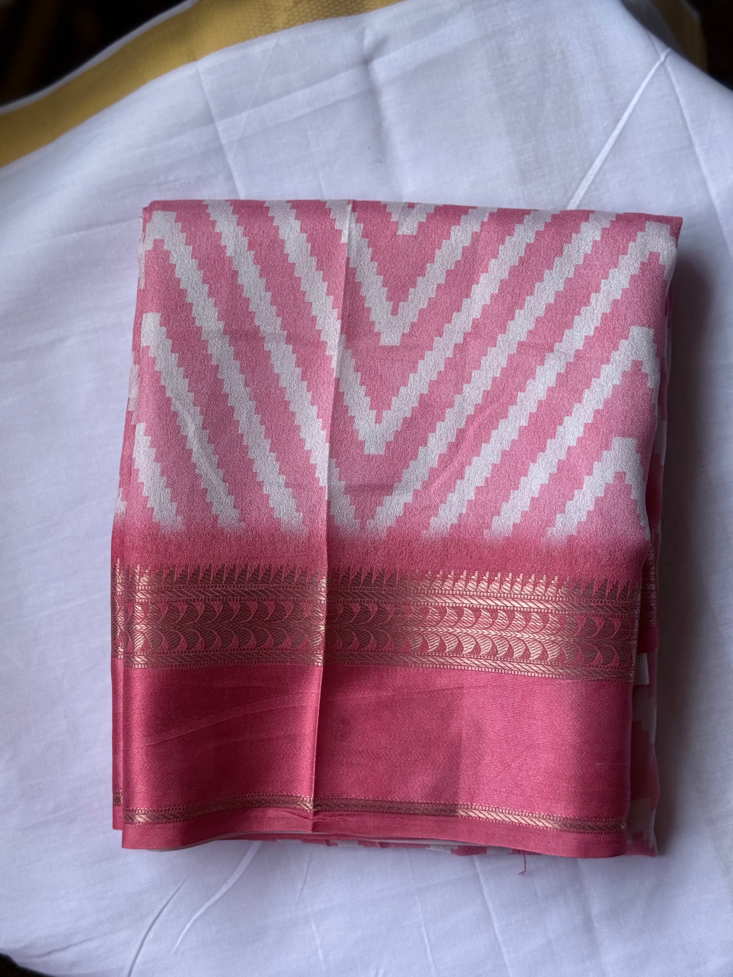Semi Crepe Printed Saree – Peach
