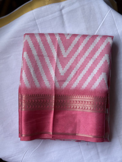 Semi Crepe Printed Saree – Peach