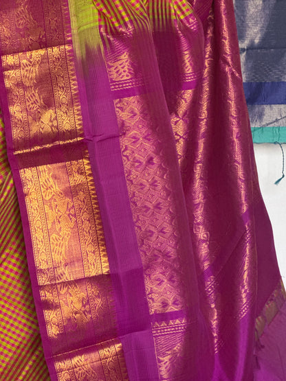 Small checks silk cotton saree