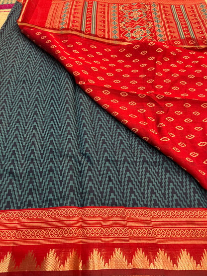 Red blue semi soft silk