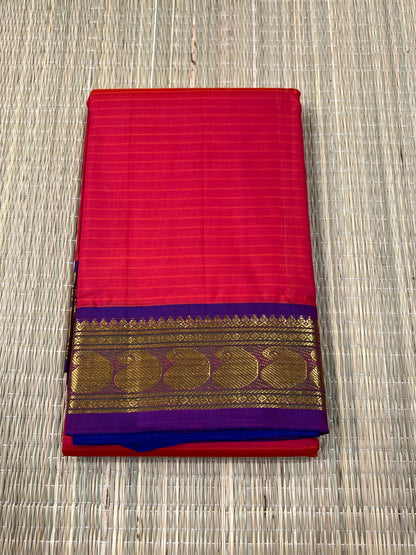 Orange & blue Kanchivaram silk saree
