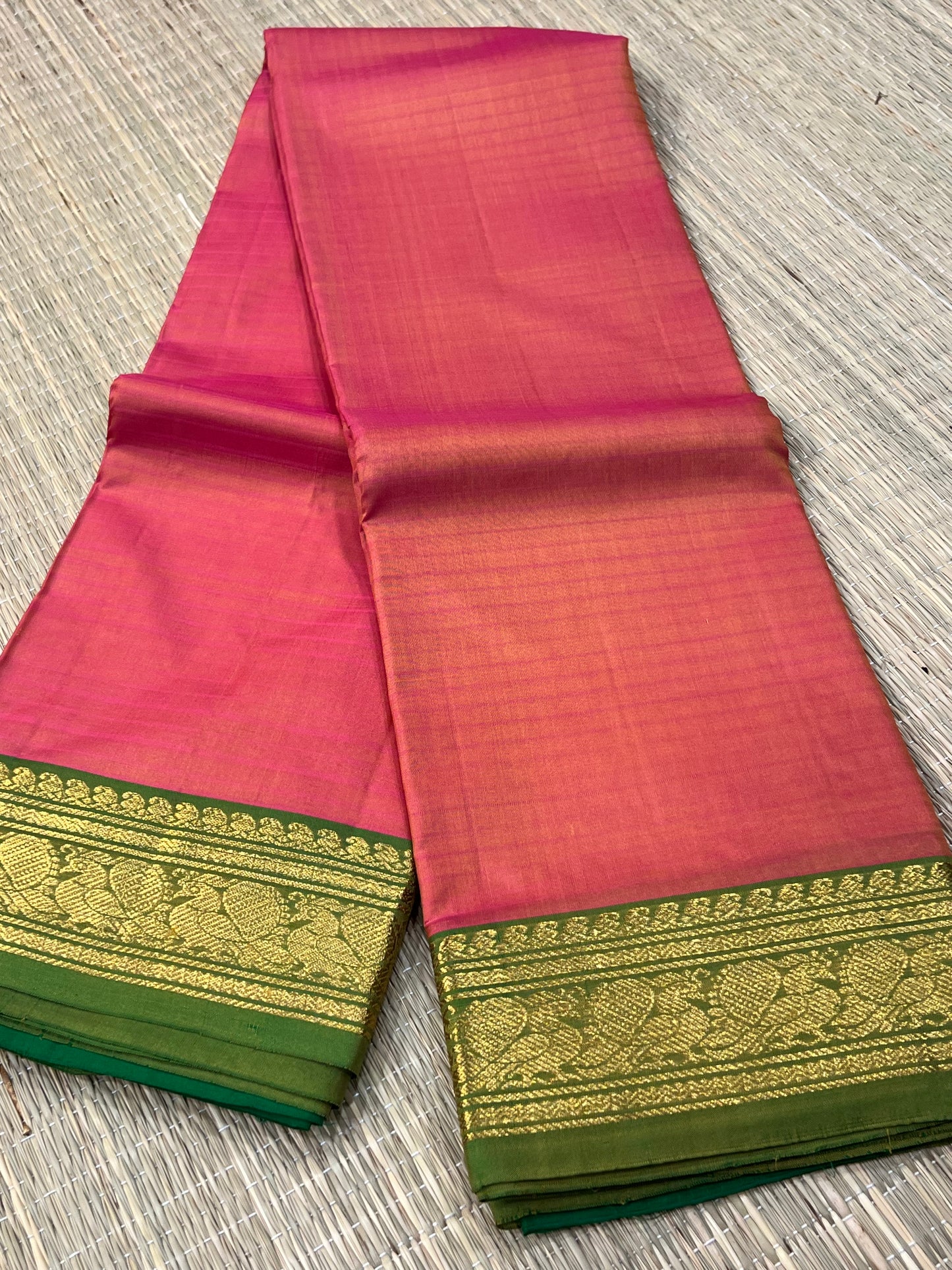 Blush pink & green Kanchivaram Kanchivaram silk saree