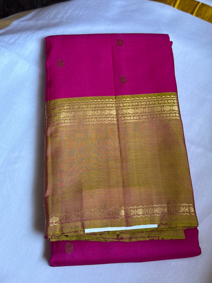 Pink Silk Saree With Beige Border