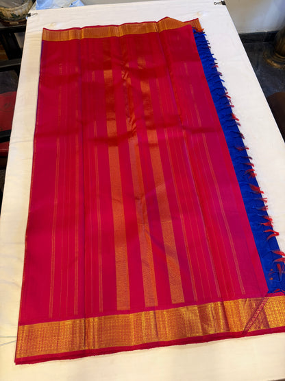 Royal blue & red Kanchivaram silk saree