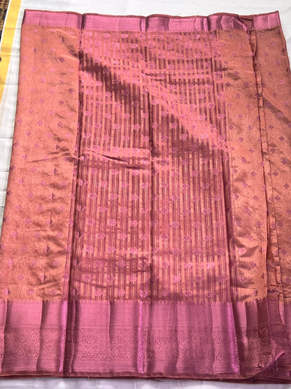 Coral blush motif semi silk cotton saree
