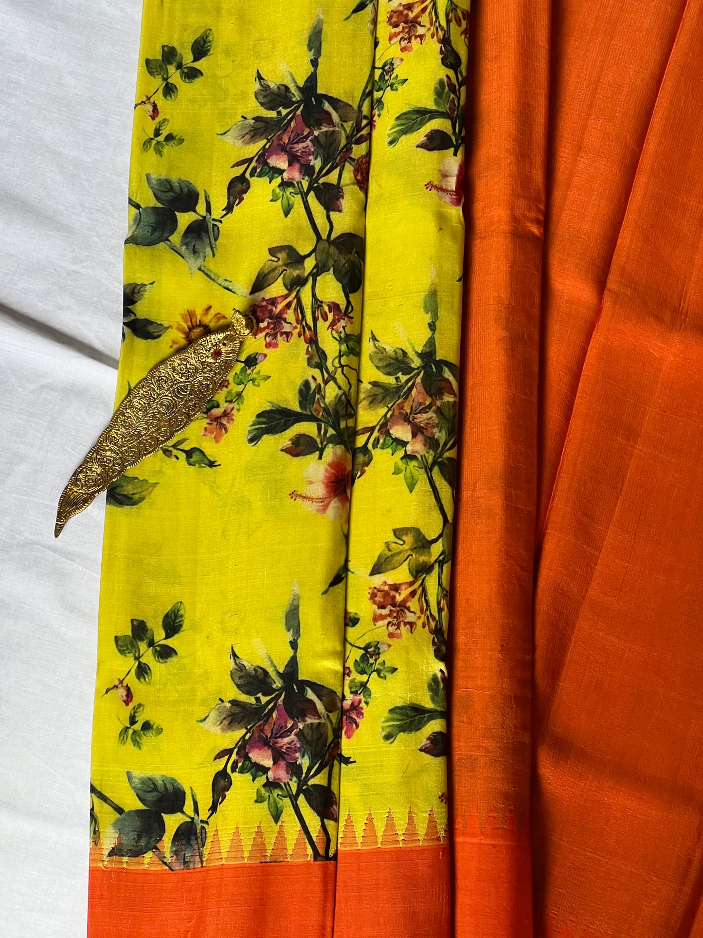 Floral Printed Gadwal Silk saree
