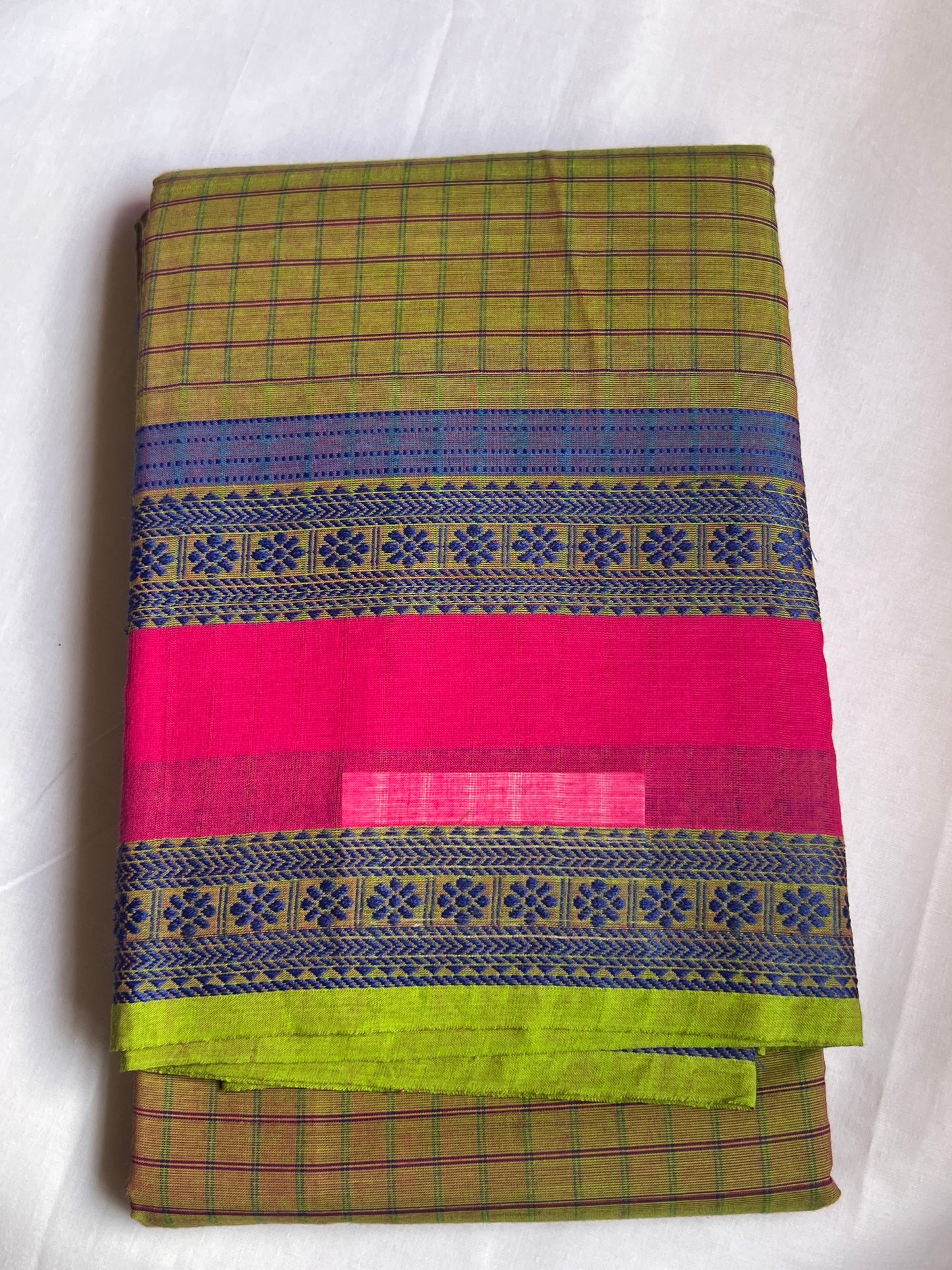 Green Checks Kanchi Cotton Saree