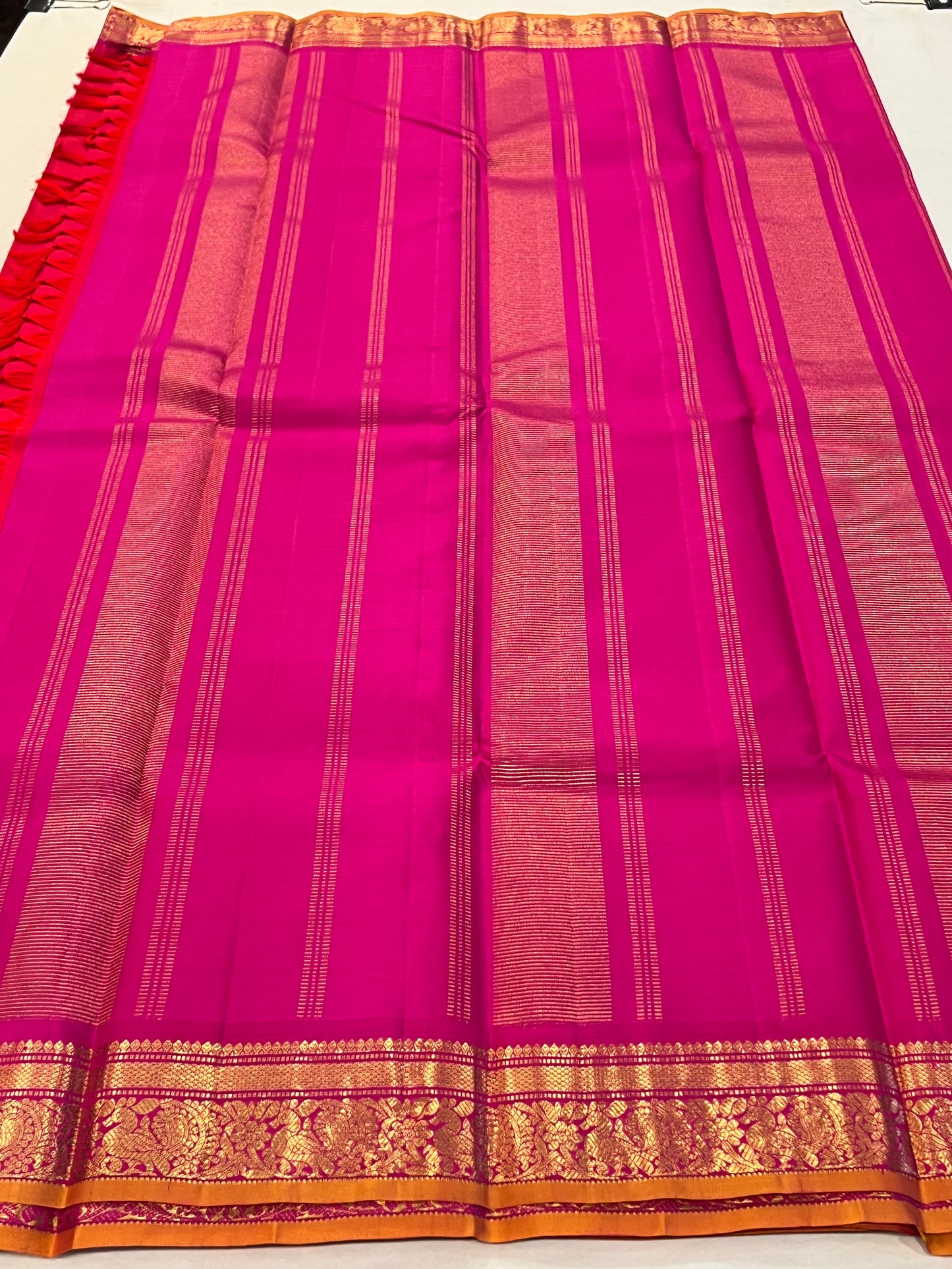Rose Pink & Orange Kanchivaram Silk