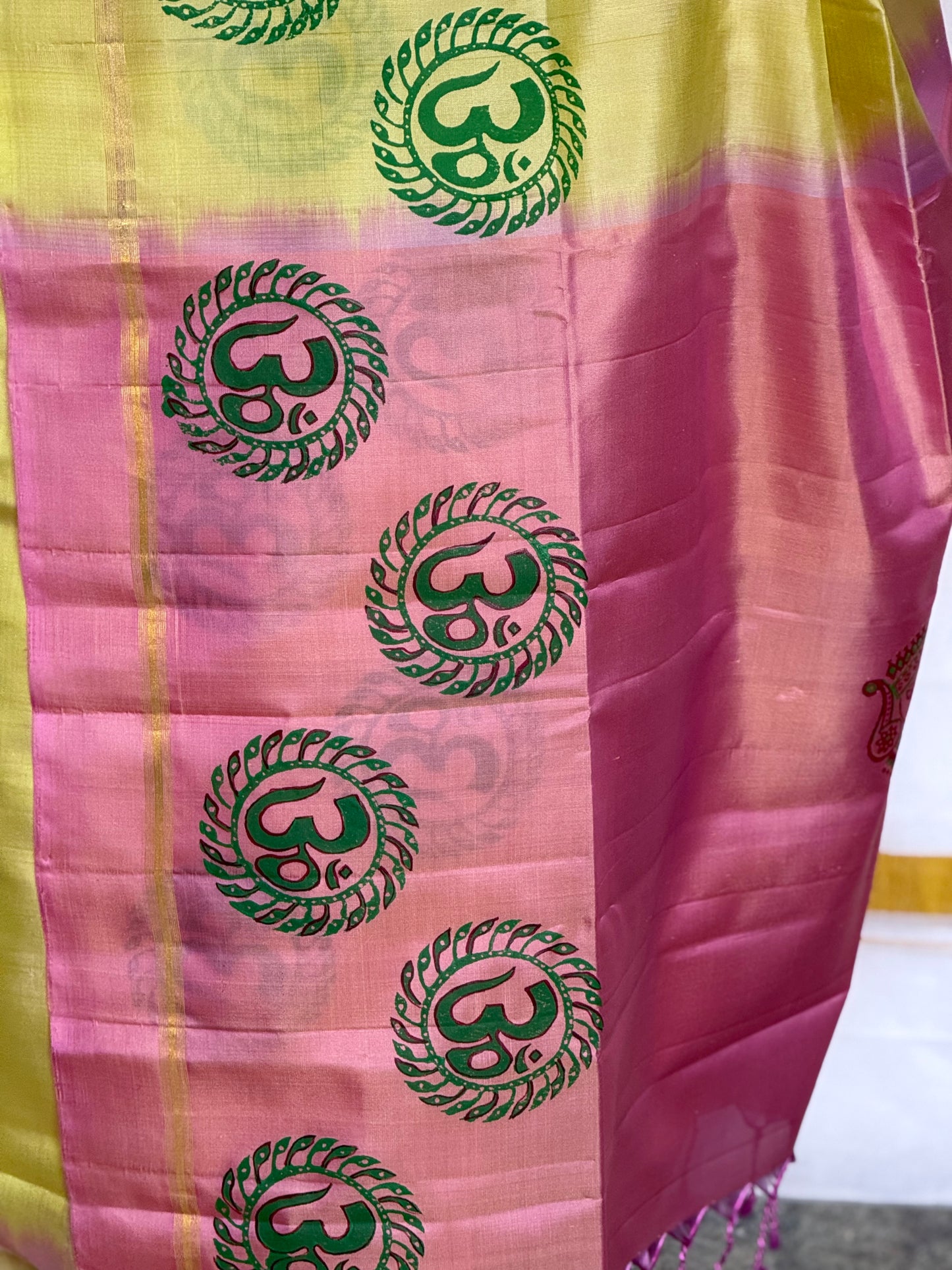 Soft Silk saree - Om block print