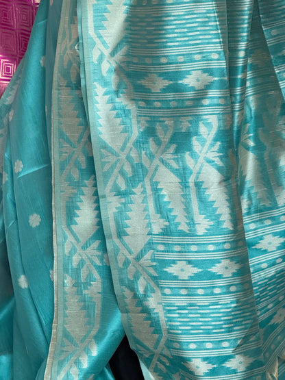 Green semi tussar saree