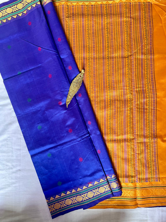 Semi Silk Cotton saree - Blue