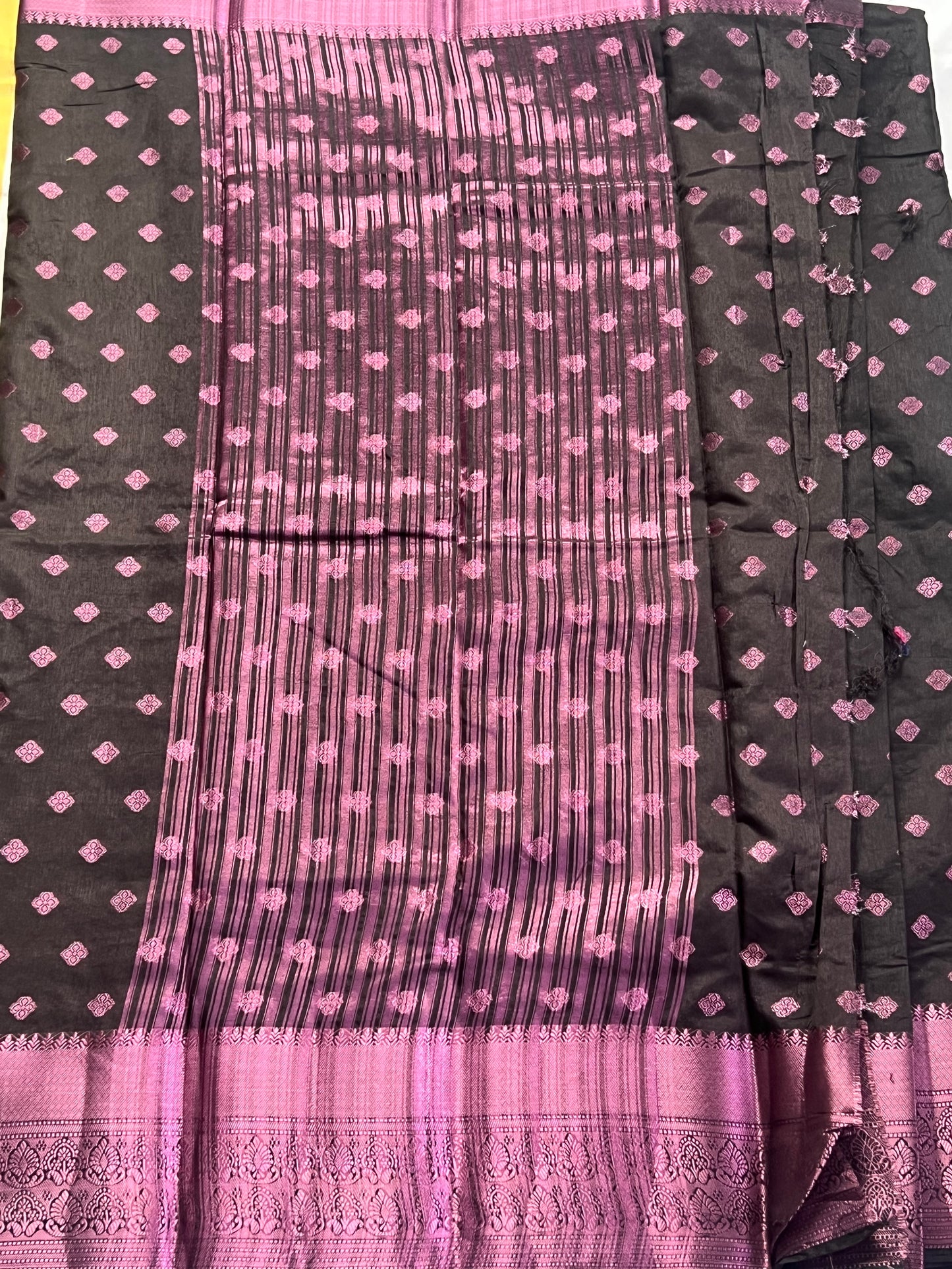 Black motif semi silk cotton saree