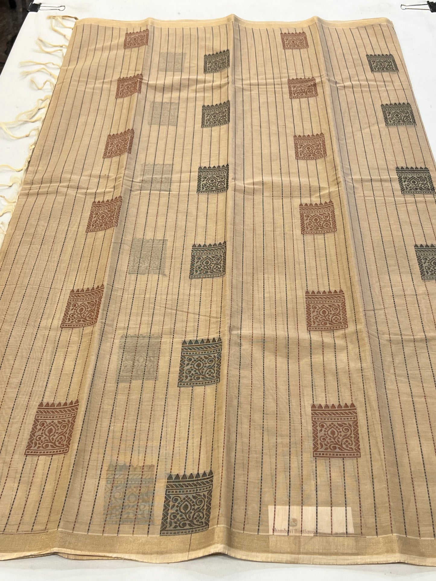 Beige South cotton saree
