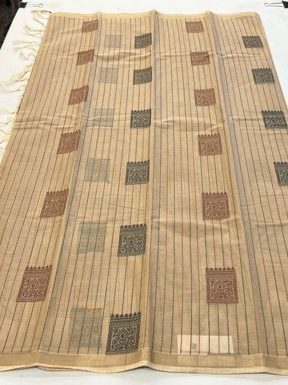 Beige South cotton saree