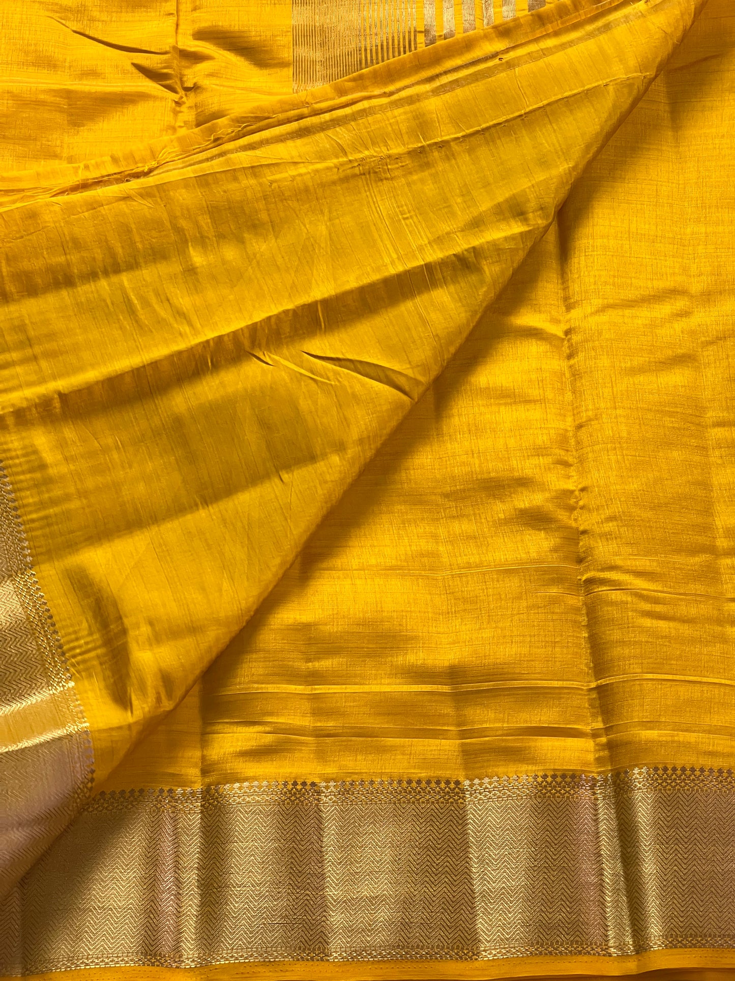 Plain Yellow semi silk cotton saree
