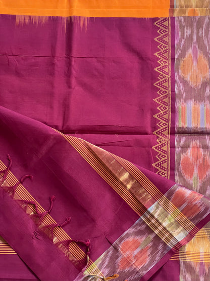 Mango yellow kolam semi silk cotton saree