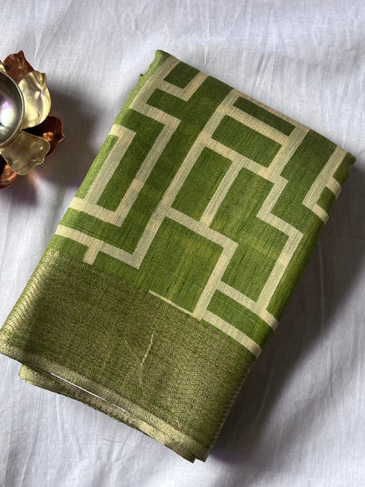 Green semi tussar silk saree