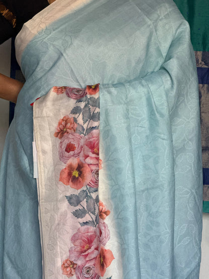 Blue pastel semi silk saree