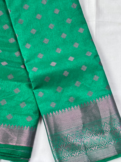 sage Green motif semi silk cotton saree