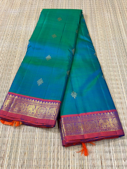 Emerald Kolam Heritage Kanchivaram saree