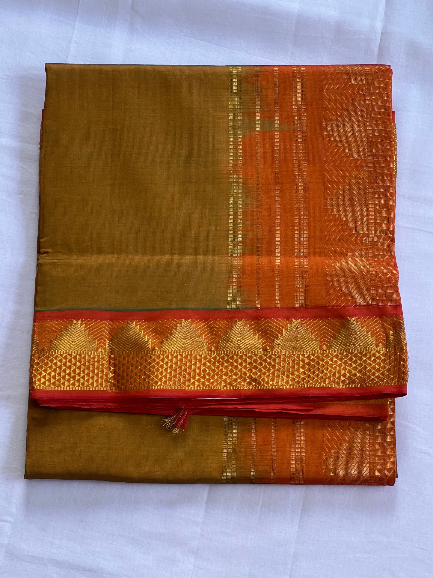 Mustard & orange semi silk cotton saree