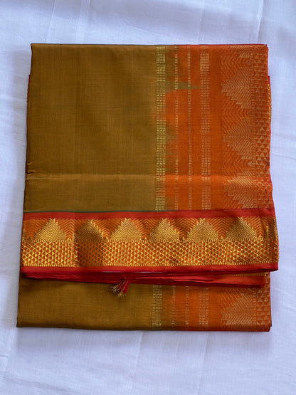 Mustard & orange semi silk cotton saree