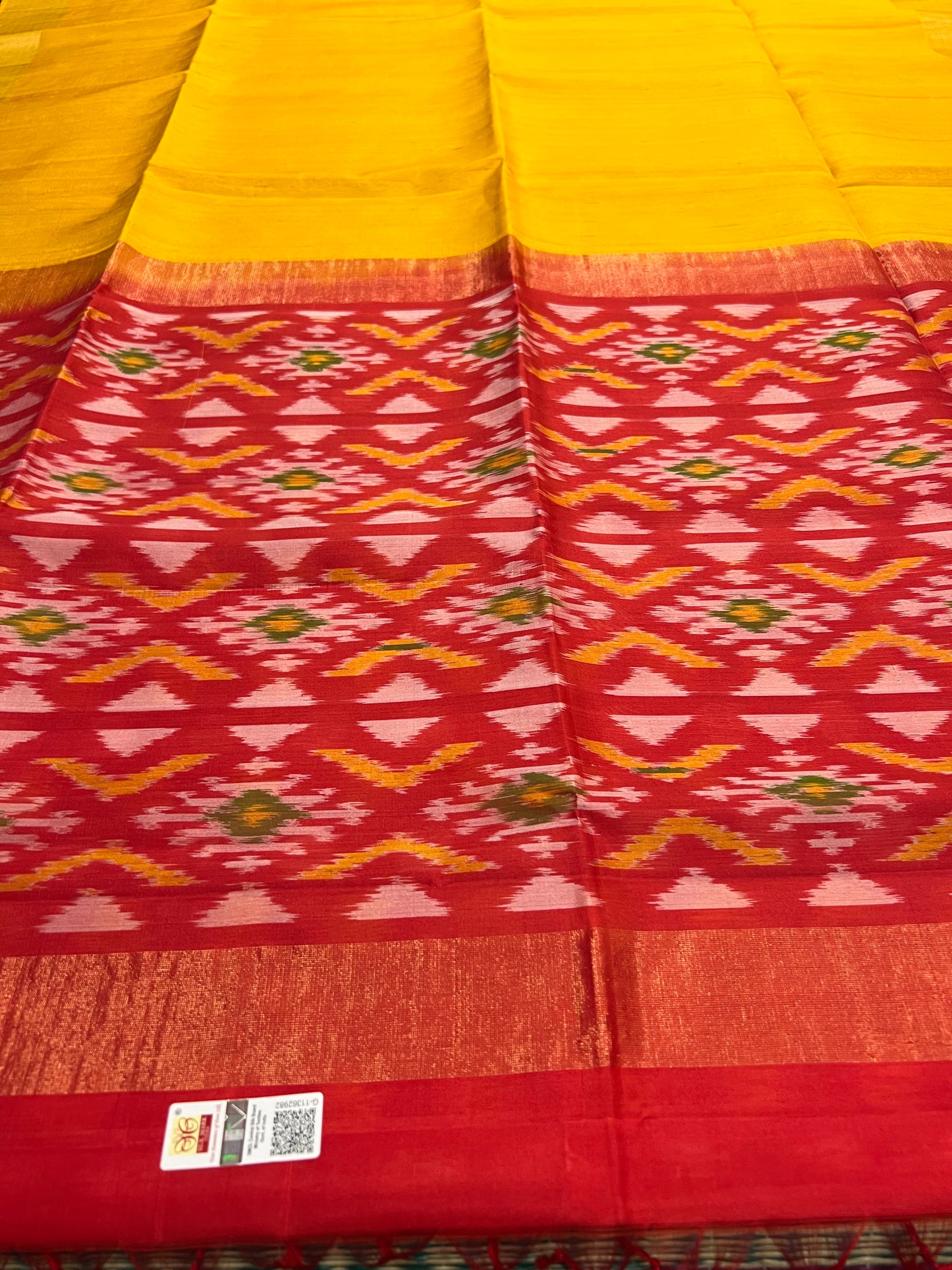 Mango yellow raw silk saree