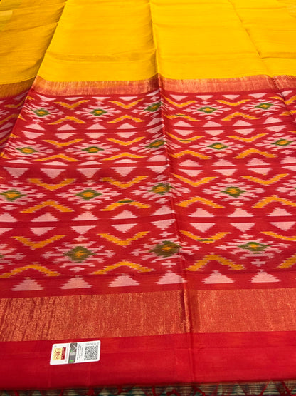 Mango yellow raw silk saree