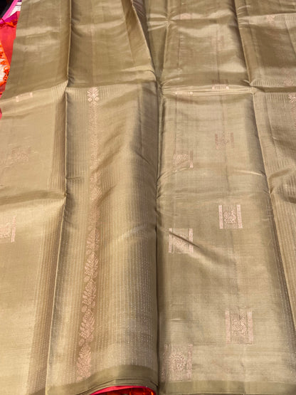 Cardamom green Kanchivaram silk saree