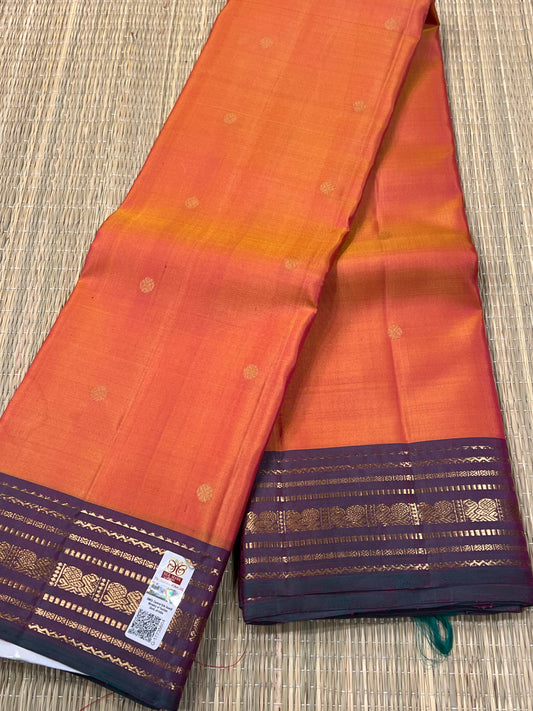 Orange Kanchivaram silk saree