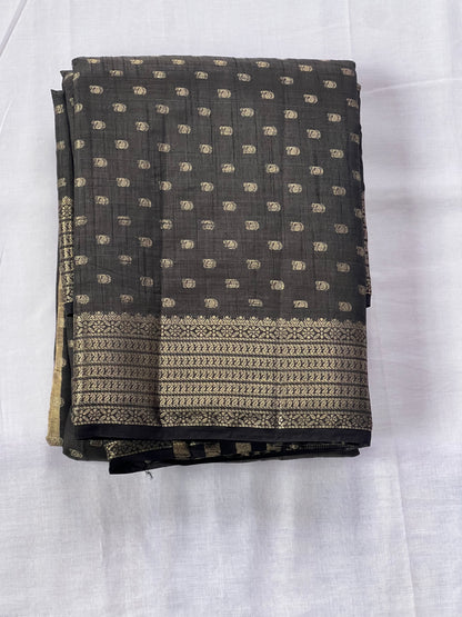 Black festive semi silk cotton saree