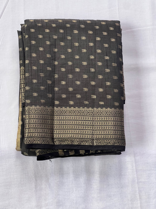 Black festive semi silk cotton saree