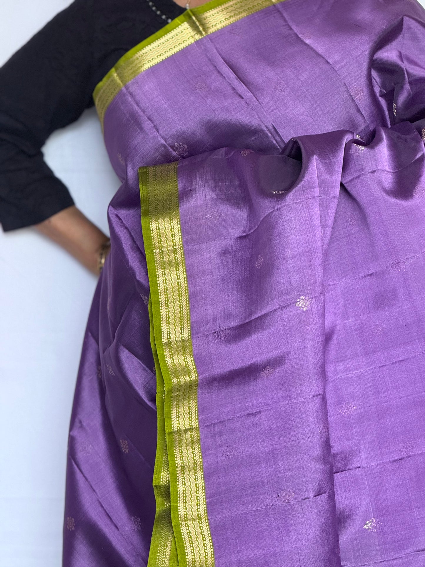Soft Silk saree - Lavender & Green