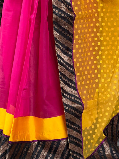 partly pallu net organza saree