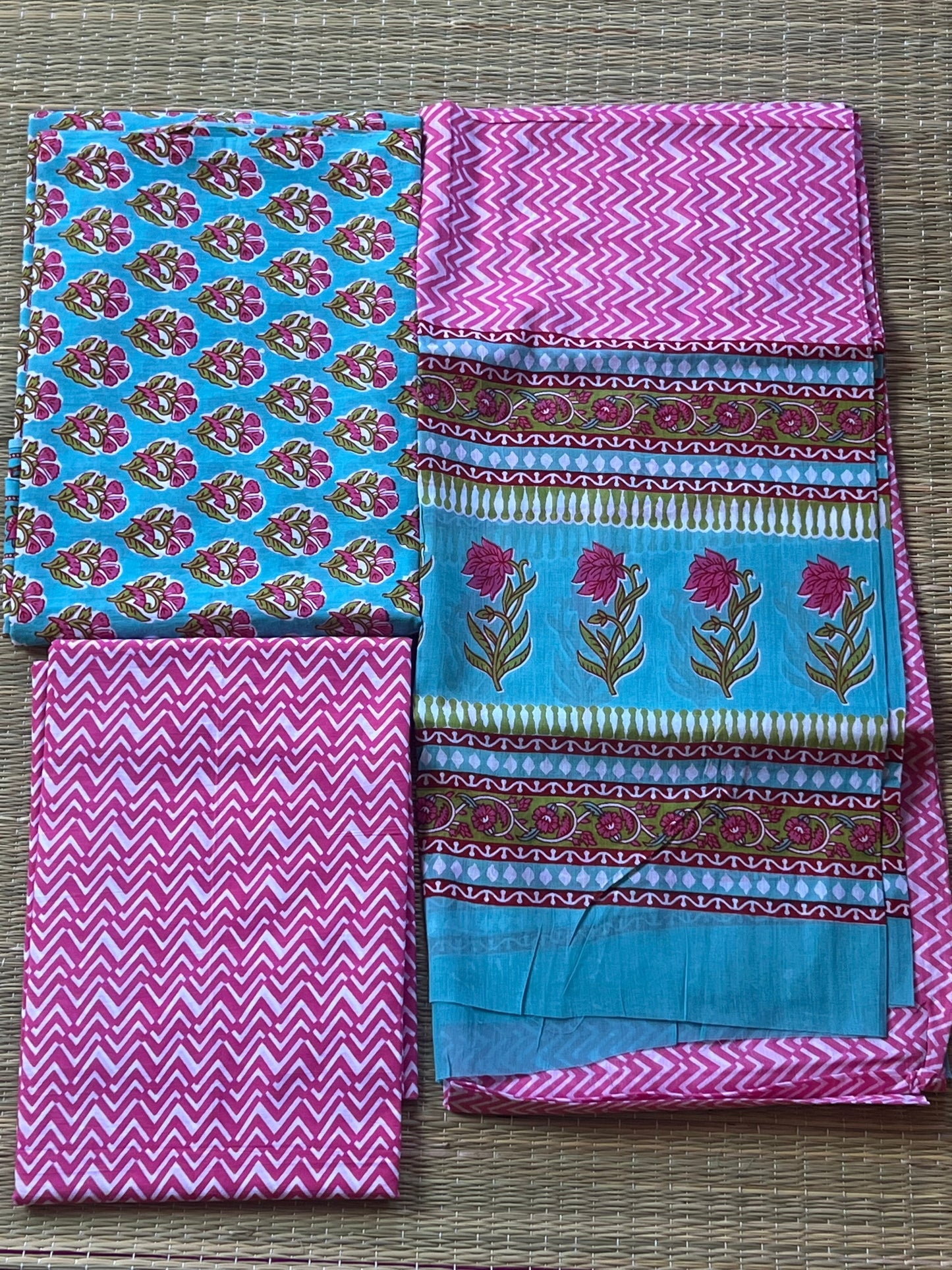 Blue pink material set