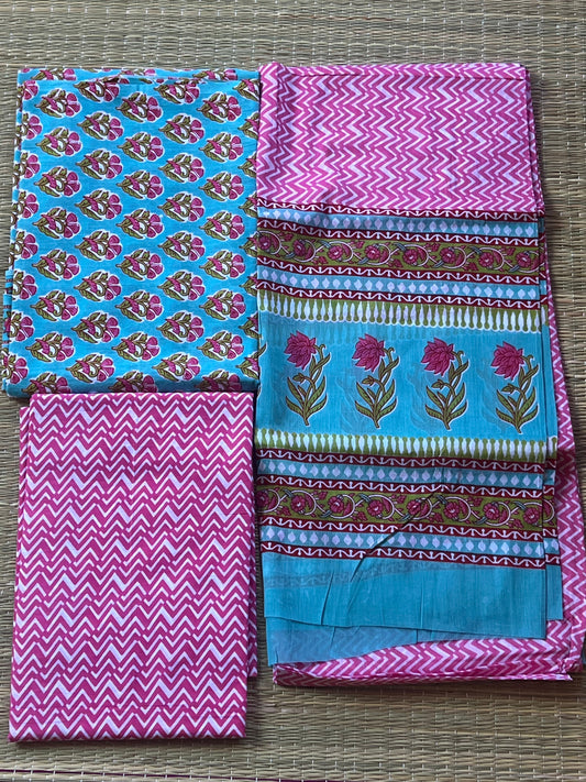 Blue pink material set