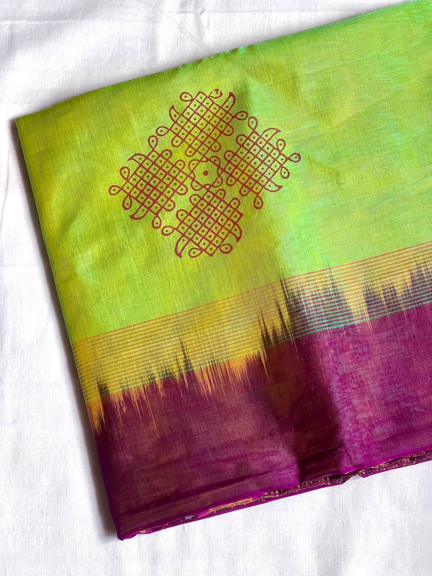 Green silk cotton saree