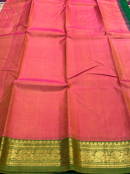 Blush pink & green Kanchivaram Kanchivaram silk saree