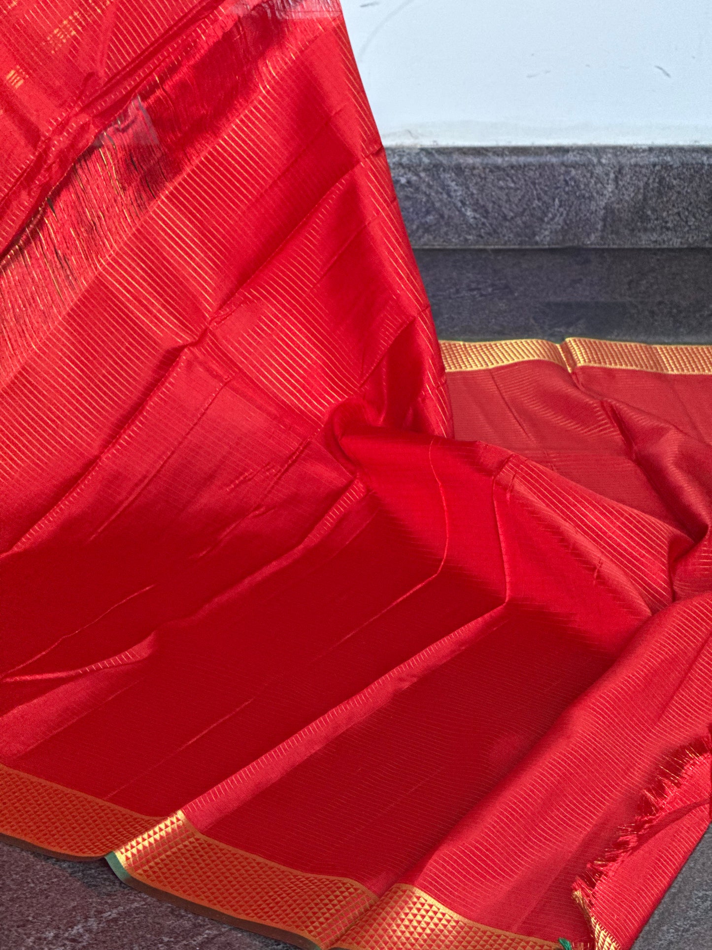 Bright Red Silk Saree