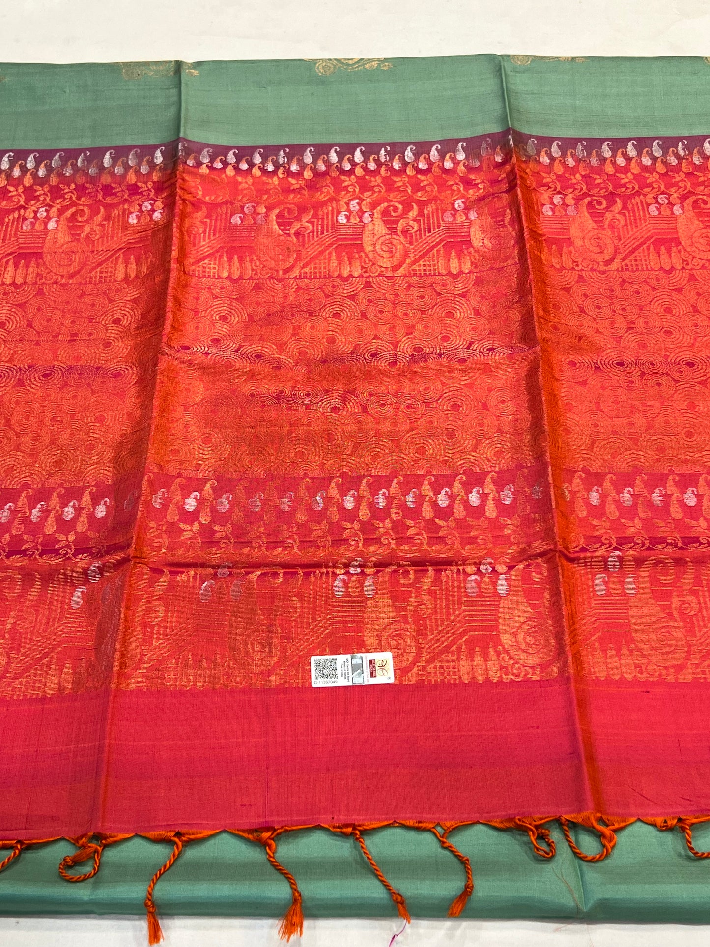 Teal soft silk saree