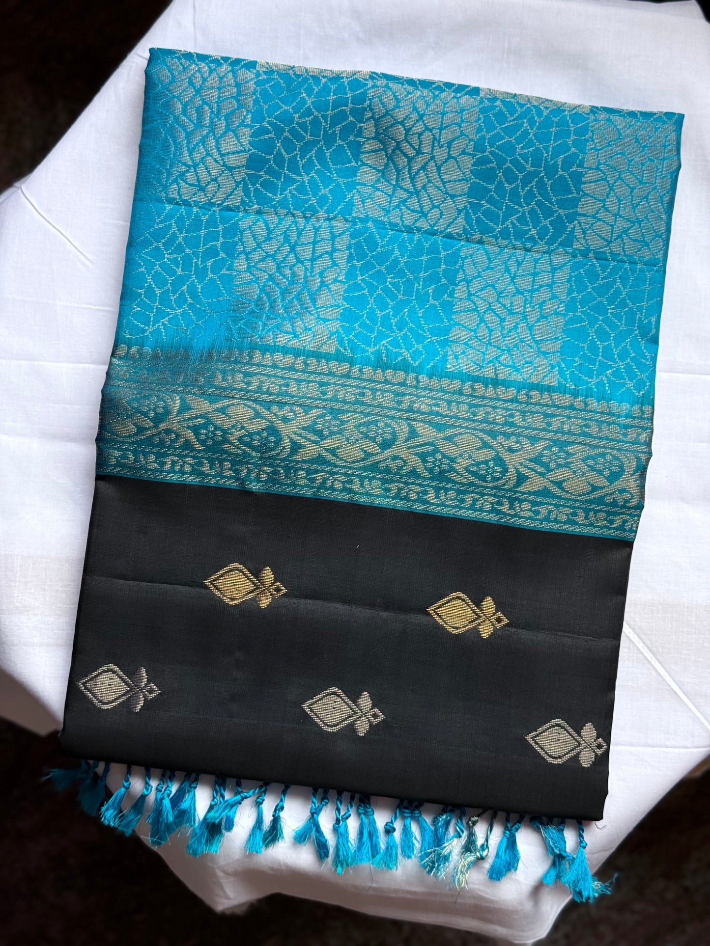 Soft Silk saree - Black & Blue