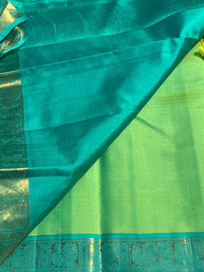 Green and blue Kanchivaram silk saree