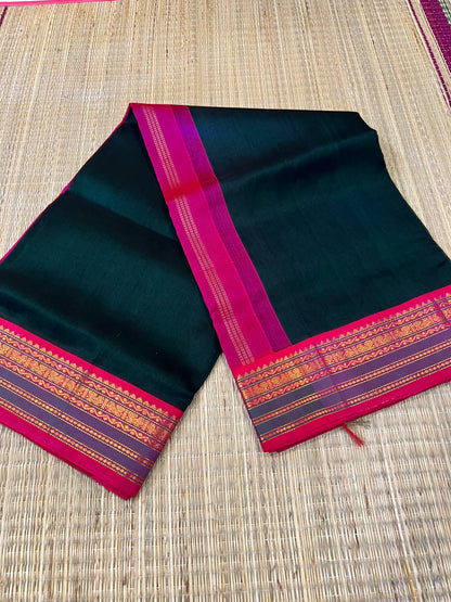 Bottle green silk cotton saree