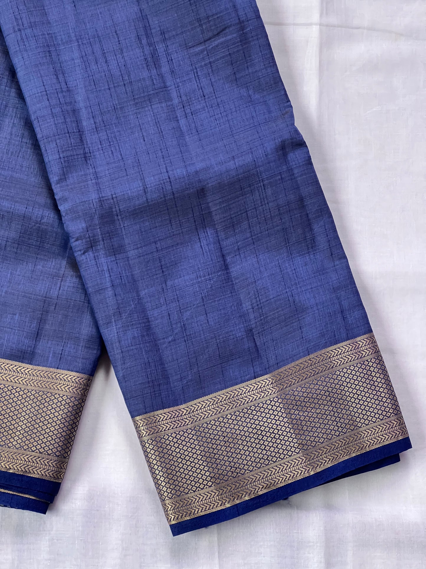 Plain Dark Blue Semi silk cotton saree