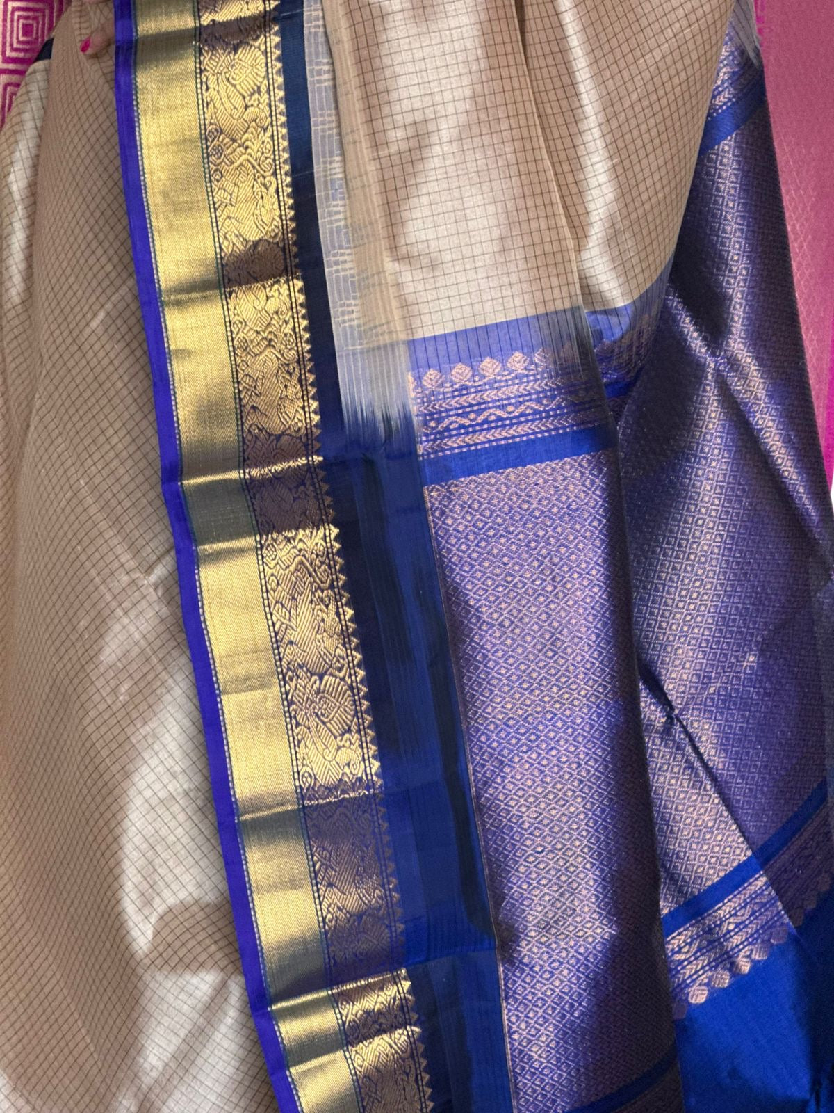 Checked Korvai Silk Cotton saree