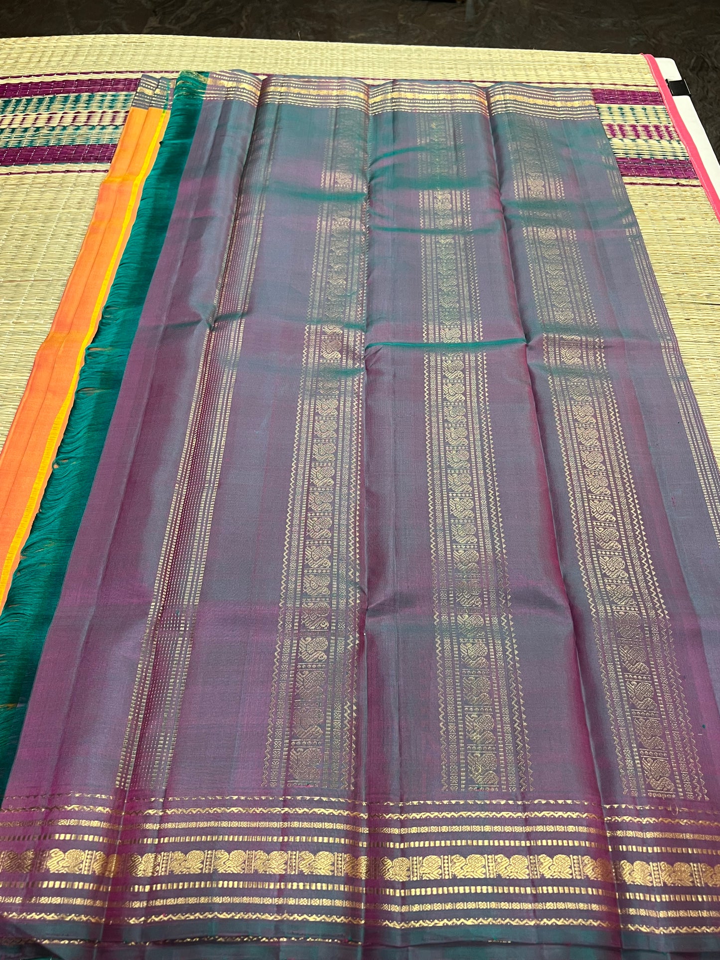 Orange Kanchivaram silk saree