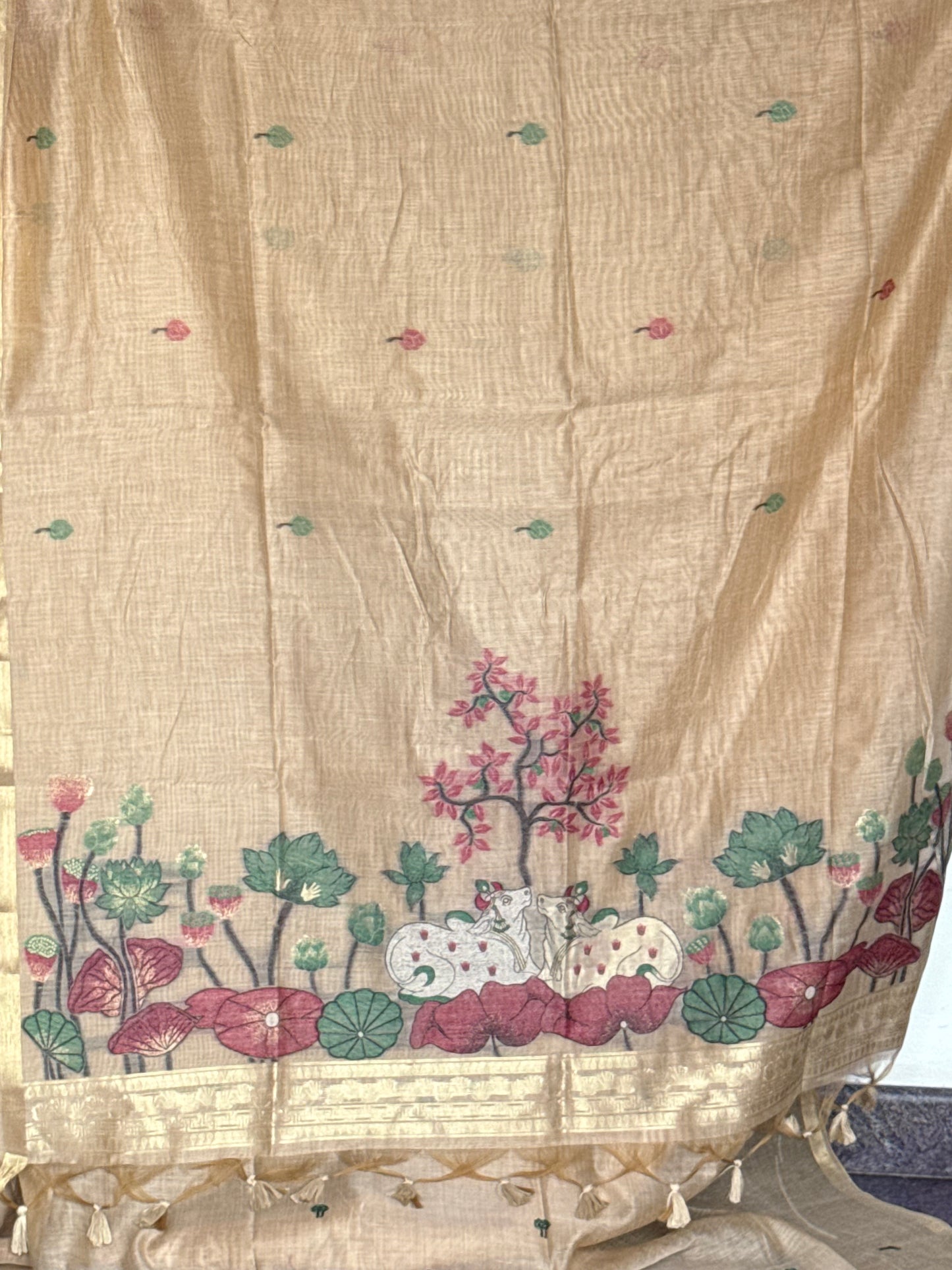 Light beige semi matka saree