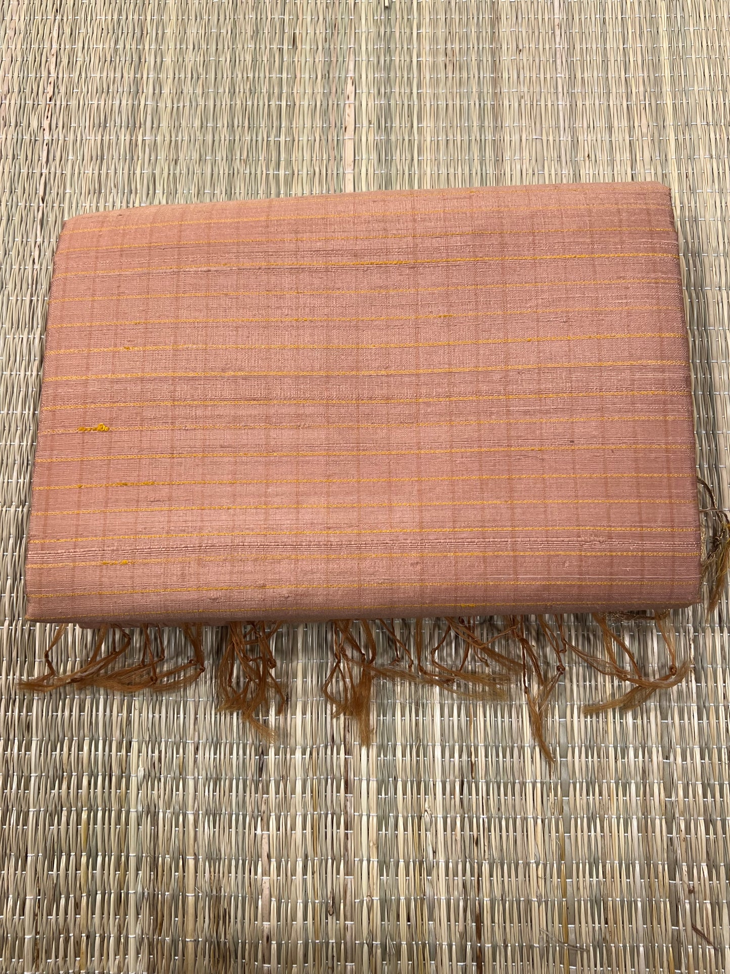 Peach raw silk saree
